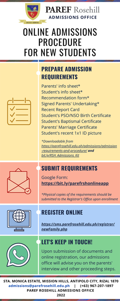 Admission Requirements And Procedure - PAREF Rosehill School