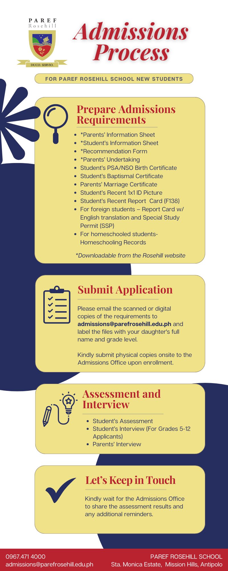 RSH. Admissions Process Infographic